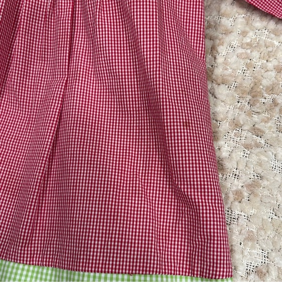 Petit Pomme Red and Green gingham Dress with Tree smocking size 24mo - Picture 3 of 3